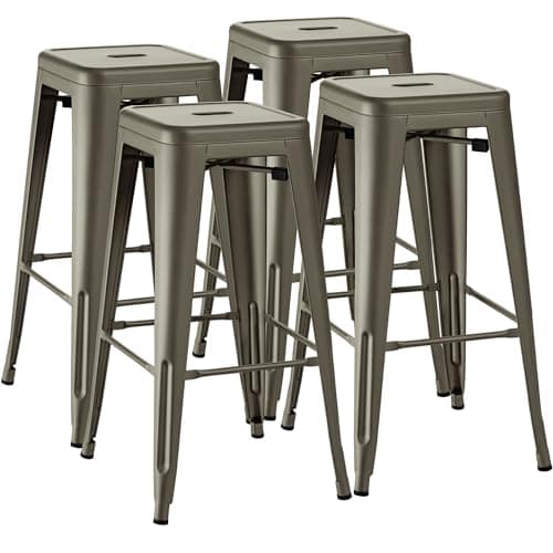 Furmax 30 inch Metal Bar Stools Set of 4 Stackable