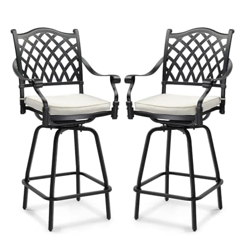 VINGLI Grid Back Cast Aluminum Swivel Bar Stools Set of 2