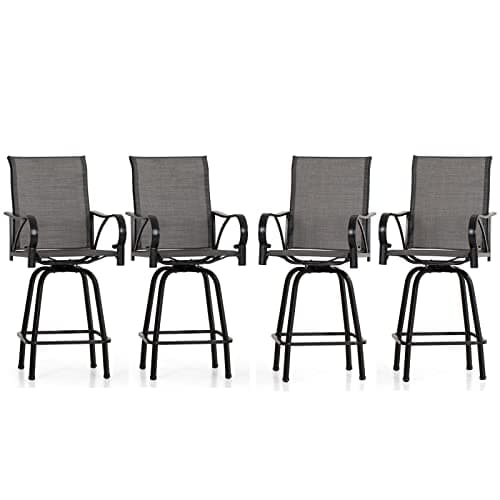 PHI VILLA Swivel Outdoor Bar Stools Set of 4
