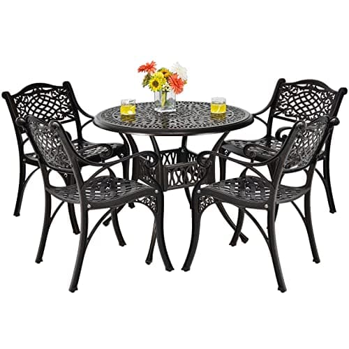 Tangkula 5-Piece Cast Aluminum Outdoor Dining Set